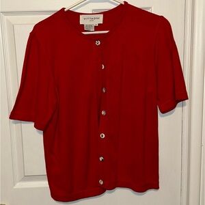 3 for $20 Vittadini Sport red short sleeve marble button down cardigan size s